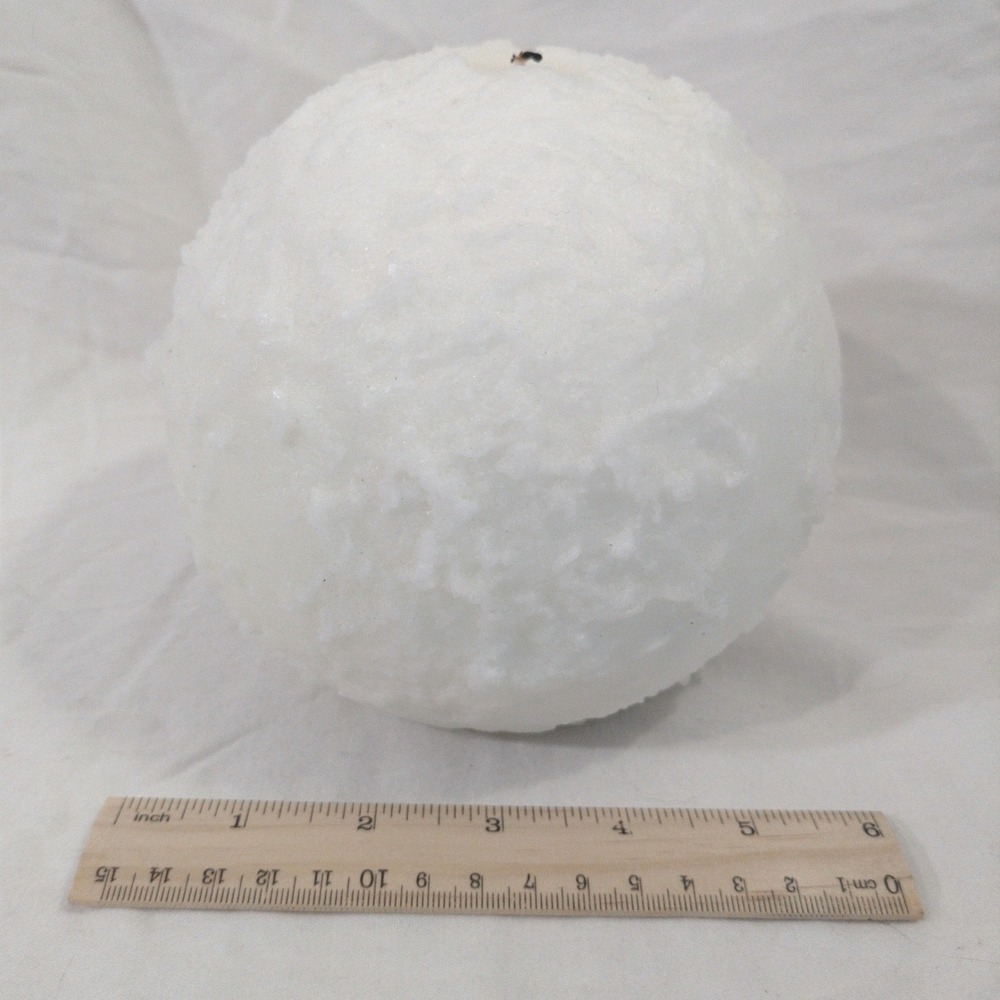 PartyLite Snowball Candle Q6810 White Textured 6 Inch Sphere Winter Decor USA - Picture 3 of 7